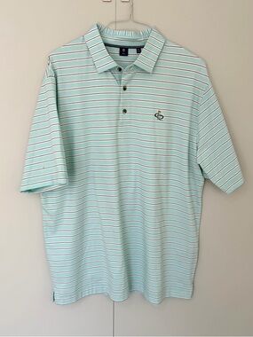 FOOTJOY Men’s Pima Cotton Blend Lisle Striped Golf Polo in Light Blue